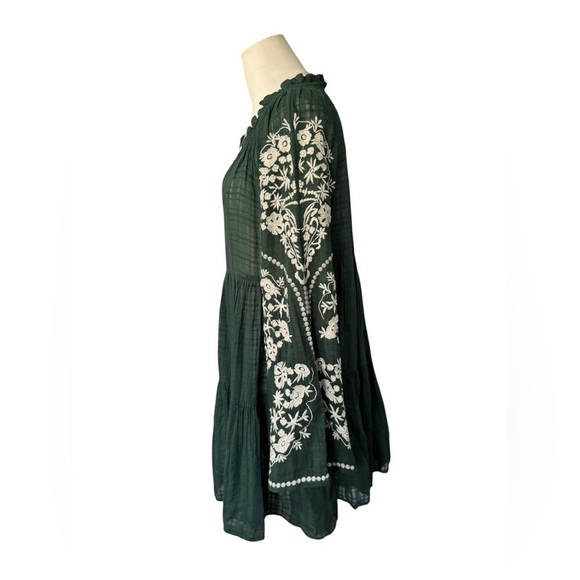 FREE PEOPLE Emerald City Embroidered Tiered long sleeve dress Sz Medium - Picture 5 of 8